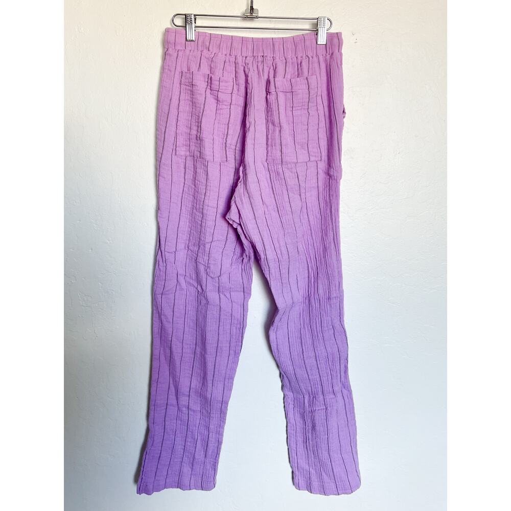 Monrow Pants Large Purple Lavender Gauze Pin Stripe Slim Pull On Drawstring - Picture 5 of 7